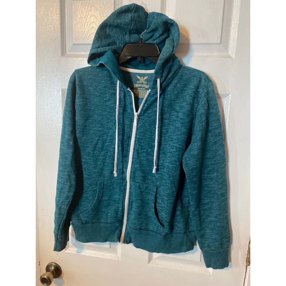 Faded Glory Womens Teal Space Dye Full Zip Hoodie Sweatshirt Size M 8-10 Fleece